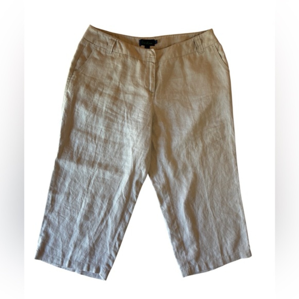 Boden 100% Linen Pants, Natural Classic Color, Size 14, Pockets, Slide Closure